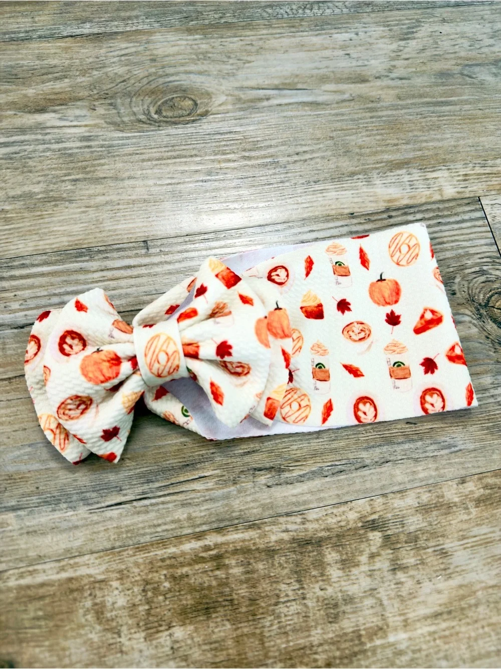 Thanksgiving Pumpkin Big Bow Headband Baby Girl Newborn Cream Orange